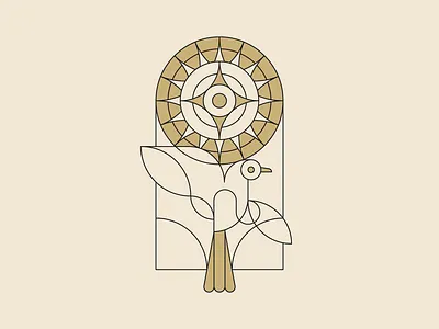 We saw God in sunlight bird design illustration stroke sun vector