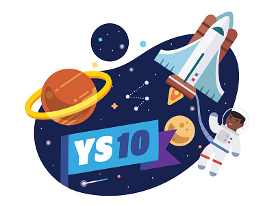 Youth Summit 10th Anniversary astronaut illustration planet space stars vector