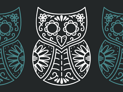 Owl art branding day of the dead design illustration owl product design stickers sugar skull tshirt