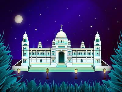 Victoria Memorial Illustration building color illustration flowers forest hero image historical place illustration india kolkata landing page illustration leaf logo museum natural ui vector victoria victoria memorial victoria monument west bengal