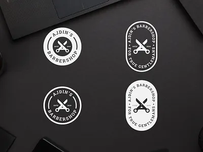 Badges for a Barbershop. badge logo barber logo barbershop blackandwhite clever logo identity logo mark symbol scissors vintage badge