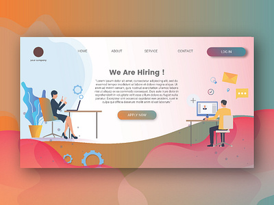 We Are Hiring Landing Page branding clean design flat illustration illustrator ui ux web website