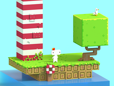 Fez - Voxel Art 3d art artist character characterdesign cubic cubicle cute design fez game art gamedev illustration indiegame isometric magicavoxel pixel tree voxel voxelart