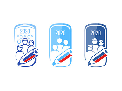 Census Campaign 2020 2020 app awareness census concept family frame icon logo logotype online pencil people phone population questionnaire russian smartphone sticker vector