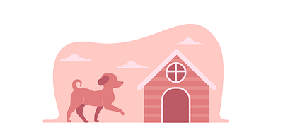 Dog design dog house illustration pink summer vector walk