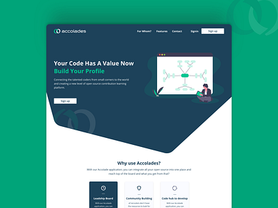 Accolades - Landing Page Concept conception design dribbble illustration landing page landingpage design mock up ui visuals website