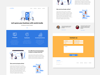 Growing Business With Social Media business design one pager social media ui ui design ux ux design web web design website