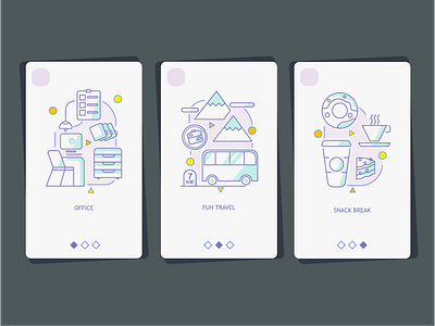Mini illustrations banner coffee break design illustrations mobile app office travel ui design uiux vector art