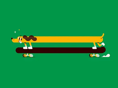Hey ho! Doggo! character dog skateboard fun illustration loooooooong patswerk skate vector