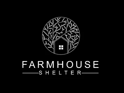 FARM HOUSE LOGO branding business logo business logo design clean flat house logo identity illustrator logo logoclub logodesign logos logotype minimal tree logo treehouse vacation vector wendy