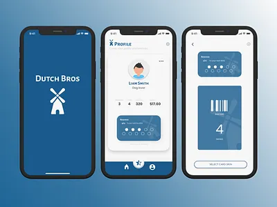 Dutchbros Rewards App adobexd app appdesign coffee design ios iphonex layout minimal mobile ui ux visualdesign
