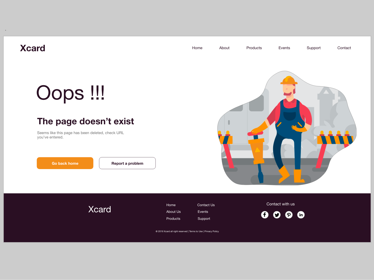 Example of Daily UI challenge #008 404 Page