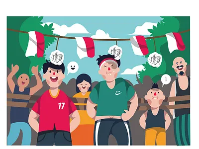 the 74th Indonesian people's independence day design illustration vector