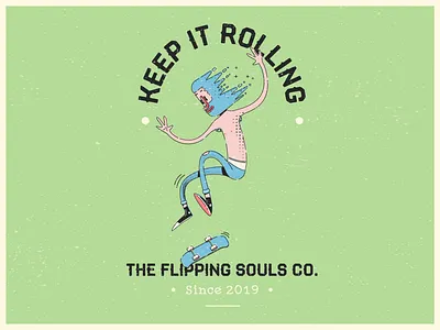 Keep it Rolling! basic shapes blue character design design flip hippy illustration illustration art illustrator minimal posters santa cruz skateboard skateboarding typography vans vector vector illustration vectorart