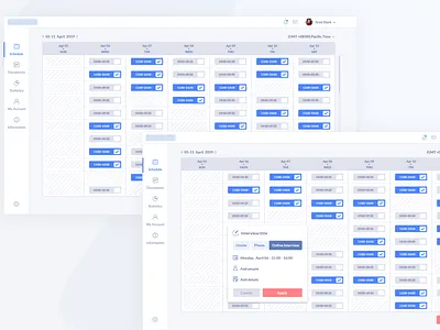 Meeting Scheduler admin agenda app blue business calendar cards clean dashboad date datepicker interface meeting minimalistic product schedule scheduler ui users website