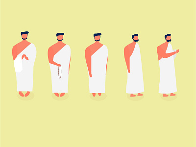 Muslim Man illustration Wearing Ihram character eid al adha flat design graphic design hajj ihram illustration landing page man manga mubarak muslim people ui umroh