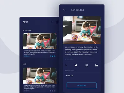 Appi - Social Media Planner app blue clean dashboard design facebook planner flat icons instagram planner interface ios minimal psd social app social share socialmedia twitter planner ui