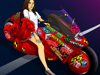 Adrianne Ho On Akira Bike adrianne ho akhirat di depan akira art digitalart hypebeast illustration petronas vector