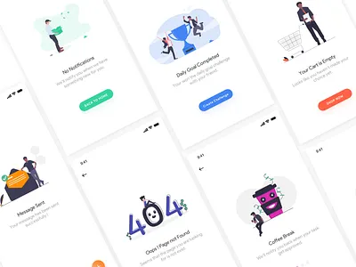 Empty States UI Concept 404 error app design daily ui empty state illustration notifications page not found successful ui ux