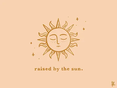 Raised by the sun character face gold hippie illustration lettering mystical serif summer sun vintage