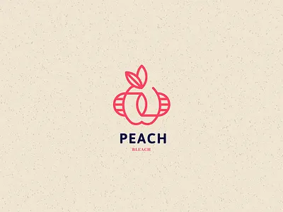 fruit logo // branding design flat fruit illustration logo minimal peach type typography vector