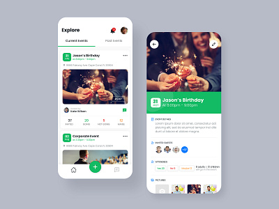 Event App app app design app ui clean concept creative event fun green interface ios app iphone app minimal mobile mobile app mobile ui ui design ux ux design white