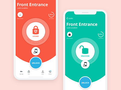 iOS App | Verroo Smart Lock app bright colors interface lock screen minimal mobile mobile app smart lock states ui ui design uiux ux design