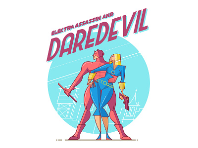 Elektra Assassin and Daredevil branding character clean daredevil design elektra flat hellskitchen identity illustration illustrator infographic lineart logo marvel minimal pictogram ux vector website