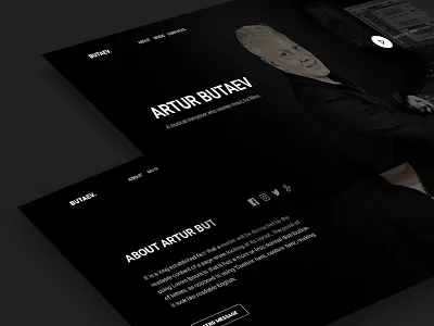 Butaev.com black branding clean clean ui composer design desktop ecommerce illustration minimalism music page shop ui uiux web webdesign website website design
