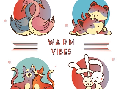 Warm Vibes animals anime birds cartoon cats color design designmeplease flat friendship illustration kawaii kawaii art logo love typography vector vector art vectorart