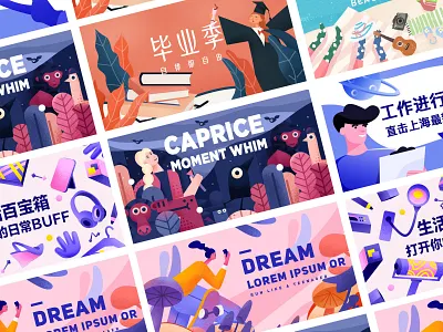 illustration banner design draw flat illustration show ui，app，interface