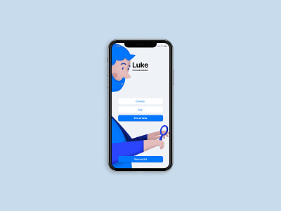 Luke 2 app blue branding design flat illustration ui ux