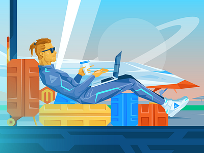 Magento News August Illustration atwix character e commerce ecommerce flat future illustration magento space starship