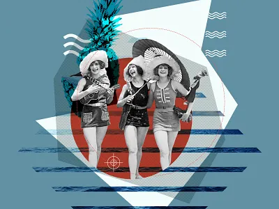 Summertime collage collage art collageart creative design design detail geometric design girls illustration illustrator retro retro design summer summertime vintage vintage design