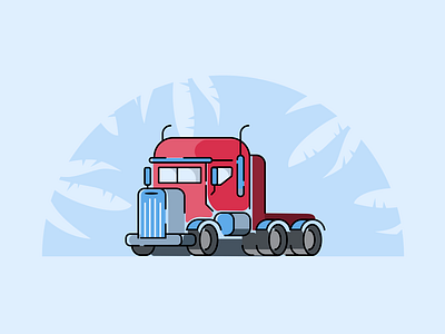 Truck Illustration california driving freightliner illustraion palms semi truck truck trucker trucking trucks