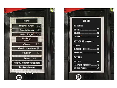 Menu for food truck menu typogaphy
