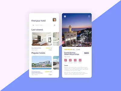 Hotel mobile app concept. app clean design designer figma follow me folow idea interface interface design minimal mobile mobile app typography ui ui ux design ux web web design website