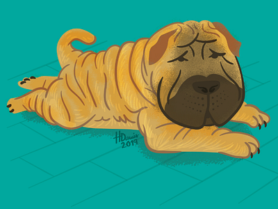 Shar Pei dog doggust illustration shar pei sploot