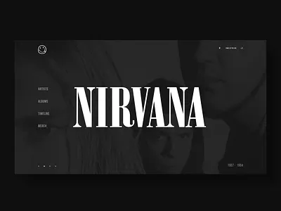 Nirvana black dedication design figma kurt cobain landing logo music nirvana playlist promo rock typography ui uiux ux web white