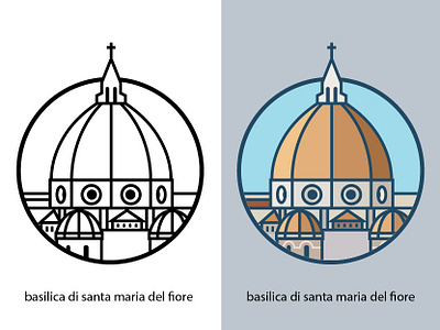 Basilica Di Santa Maria Del Fiore ancient baroque basilica building capital cathedral catholic church cityscape design dome duomo famous building illustration italy landmark monument religious tourist