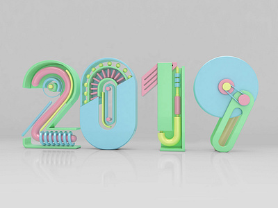 C4D number design 2019 2019 3d art c4d colorful digitalart illustration number numbers typography