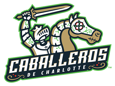 Caballeros de Charlotte - Primary Logo baseball branding copa illustration latino minor league baseball