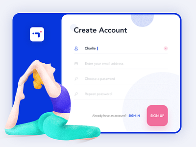 Fitness app-Create account account app daily login logo pad practice sign up ui