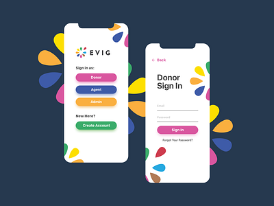 Evig Login app app design clean color login mobile app mobile design mobile ui sign in simple ui