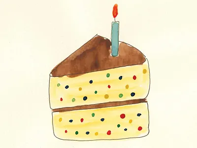 Seconds illustration line drawing watercolor