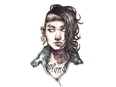 Salander - The Girl with the Dragon Tattoo design dibujo disegno dragon tattoo drawing game illustration ilustracion millenium pencil salander sketch stieg larsson traditional art watercolors