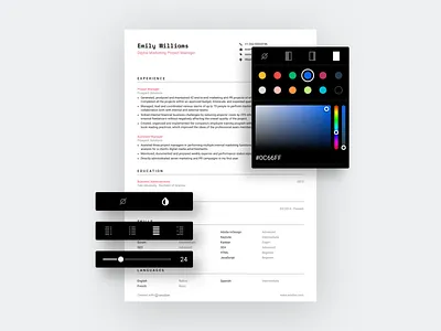 Wozber Resume Customization color picker customization cv design resume resume design resume template ui wozber