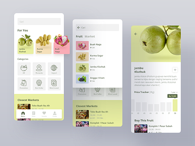 Fruits Market Mobile App Exploration android app app clean design detail exploration food fruit green healty icons interface ios app line market mobile search ui ux workflow