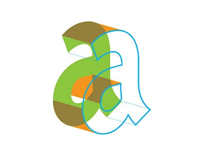 Iso 01 - Letter A colour concept illustration isometric letter line art vector