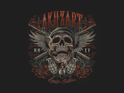 Army of the Dead 2nd amendment akhzart apparel design army art for sale badge band bandmerch brand clothing graphic design gun illustration merch skull soldier streetwear vector veteran war